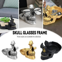 Totenkopf-Brillenständer – Brillen-/Sonnenbrillenständer aus Kunstharz für Zuhause, Büro, Schreibtisch – Geschenkidee für die Heimdekoration