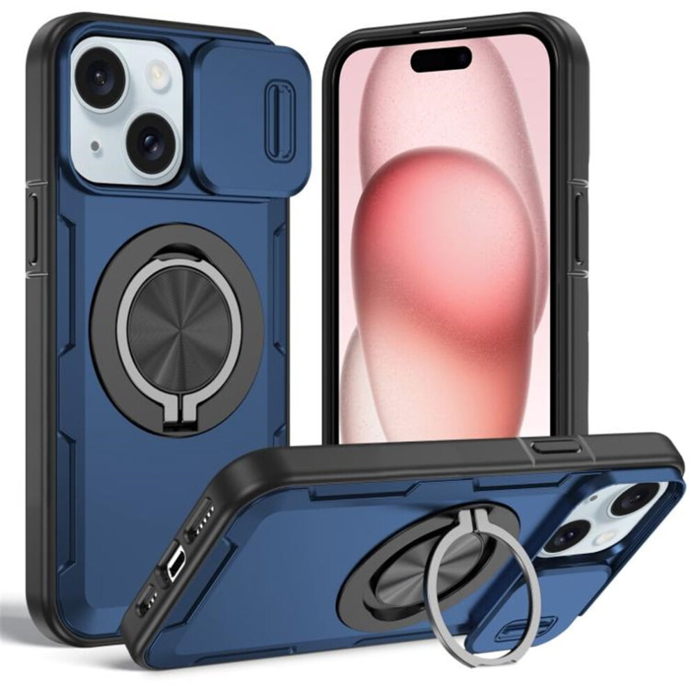 Iphone 14/13 Case With Rotating Metal Stand, Magsafe Charging, Sliding Camera Cutout, Shockproof Rugged Cover Â Blue 9009879192343