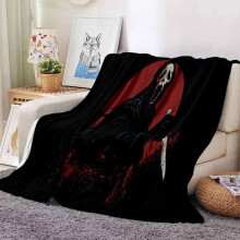 Ghostface tæppe ultrablødt varmt og fnugfrit tæppe til horror, perfekt til filmaftener, letvægts til voksne og teenagere.