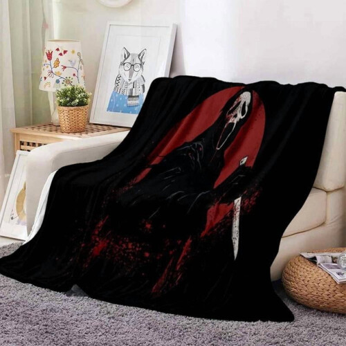Κουβέρτα Ghostface, εξαιρετικά απαλή, ζεστή και χωρίς χνούδι μάσκα τρόμου, ιδανική για