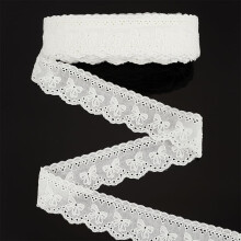 15 Yards (ca. 13,7 m) weißes Baumwoll-Schleifenband mit Ösen, 1-5/8 Zoll (ca. 4,1 cm) breit, für DIY-Bastelarbeiten, Kleider, Tierkleidung und