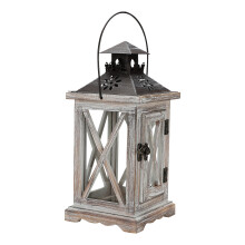 Indoor Outdoor Candle Holder, Rustic Decorative Lantern With Antique Appeal, Charming Farmhouse Style Wooden Lantern For Any Space (Wood, White)