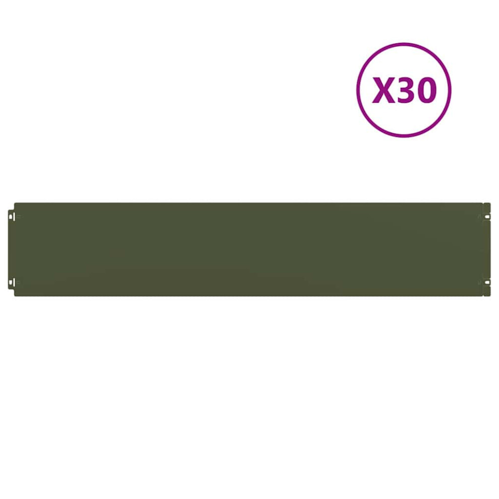 Vidaxl Lawn Edgings 30 Pcs Olive Green 20X103 Cm Cold-Rolled Steel 8721158659309
