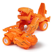 Mașină de jucărie cu dinozaur transformabilă automată, cu design rezistent la șocuri, lumini și sunete dinamice, acționare prin frecare din