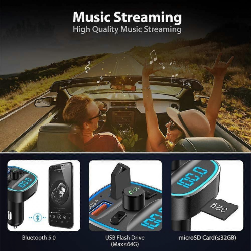 Πομπός FM Bluetooth Nulaxy συμβατός με αυτοκίνητο, QC3.0 & 7 χρώματα LED με οπίσθιο φωτισμό, ρ 2