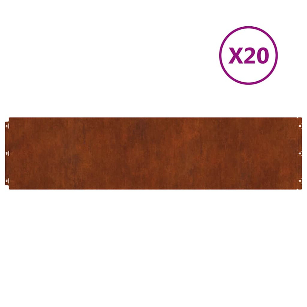 Vidaxl Lawn Edgings 20 Pcs 25X103 Cm Flexible Weathering Steel Garden Edging