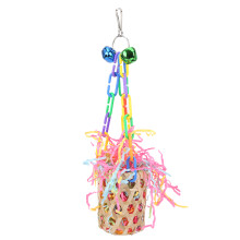 Colorful Bird Shredder Hanging Toy 8x8x30cm Parrot Foraging Basket