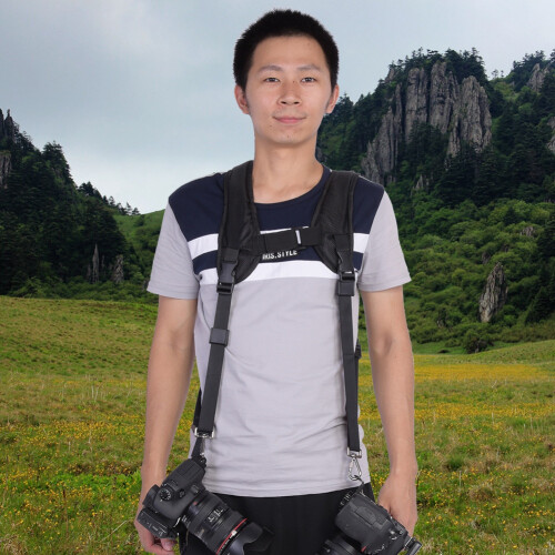 Adjustable Dual Camera Tether Strap With Breathable Material And Camera Safety Tether For DSLR SLR Mirrorless Setup 2