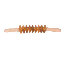9-Rollen-Holz-Massage-Roller-Stick für Lymphdrainage, 40cm, Gelb