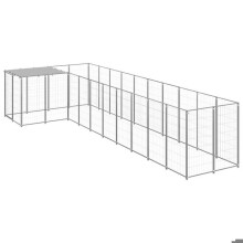 Recinto esterno per animali cane argentato 7,26 m² in acciaio 02_0000298