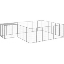 Recinto esterno per animali cane argentato 12,1 m² acciaio 02_0000237