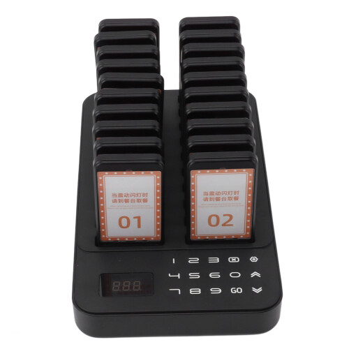 Buzzer Alert Restaurant Wireless Queue Calling System Long Range Paging Customizable Alarm Modes Vibration Alert Flashing Alert Waterproof Built To 2