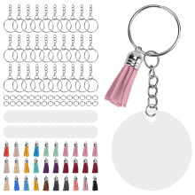 DIY Acrylic Keychain Set 30 Hand-Painted Circle Blanks + Tassels & Jump Rings