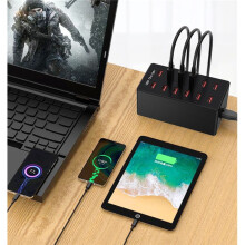 USB Charging Station 12- Charger Desktop Charging Station USB Charging Hub Abs Fast Charge Cell Phone UK Plug