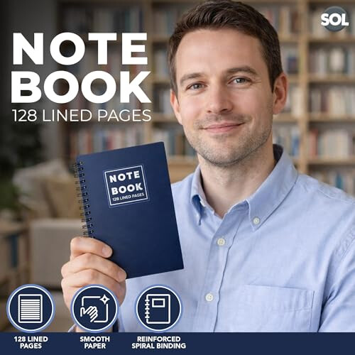 SOL SOL A5 Notebook, 64 Sheets Spiral Notebook A Lined Pages for Notes, Journaling & Planning, Compact & Lightweight Design, Portable Pocket 2
