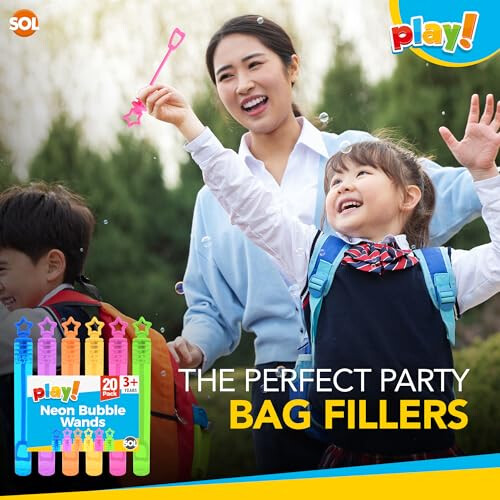 SOL 20pk Neon Bubble Wands Assorted Mix Colour 2