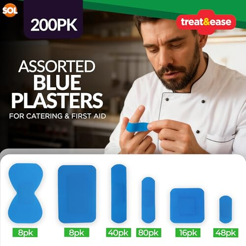 SOL SOL 200pk Blue Plasters for Catering & First Aid 2