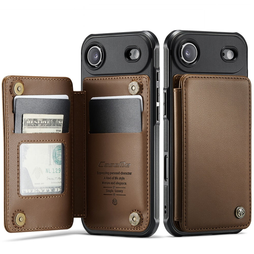 Caseme Leather Wallet Case For Compatible With Iphone Air 6.5-Inch – Rfid Blocking, Magnetic Clasp, Kickstand, Shockproof, Brown 9009879195788