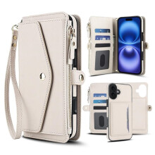 Custodia a portafoglio 2 in 1 in pelle PU con protezione RFID per iPhone 17: chiusura magnetica, scomparti per carte multiple, tasca con cerniera,
