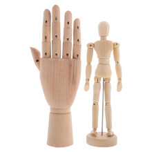 HOMEMAXS 2pcs Wooden Mannequin Figures with Adjustable Right Hand for Drawing, Painting & Sketching – Compatible with Art Projects