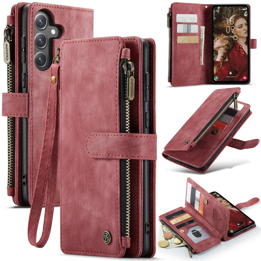 Caseme Wallet Case For Samsung Galaxy S24 Fe (6.7") Â Pu Leather, Magnetic Flip, Lanyard, Zipper Card Holder 9482828631313