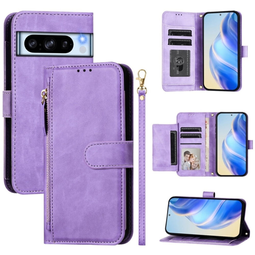 For Google Pixel 8 Pro 6.7-Inch Wallet Case For Women Men Multi-Card Slots Zipper Wallet Leather Phone Case,,For Google Pixel 8 Pro Red 9482828631832