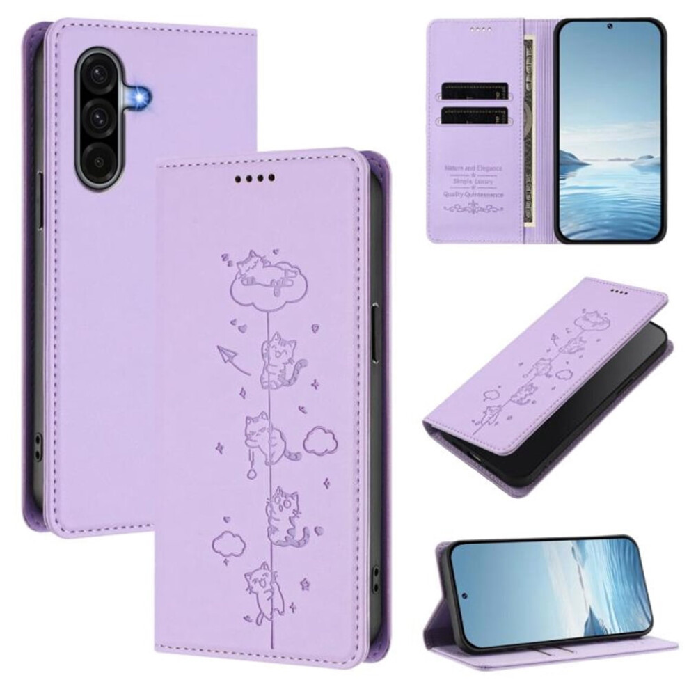 Leather Flip Wallet Case For Samsung Galaxy A17 4G/5G Purple 919886097205