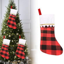 Calza di Natale bianca con bordo dorato, 14 pollici