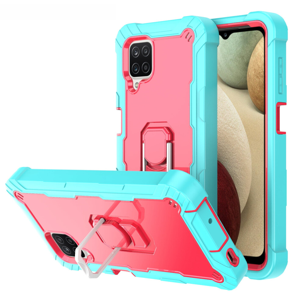 Slim Fit Rugged 3-Layer Shockproof Hybrid Kickstand Case For Samsung Galaxy A12 5G (Not For 4G) Â + Rose Green 9482828632136