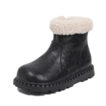 Girls Boots Children's Winter New Warm Girls' Leather Shoes Thickened Two Shoes Large Children's Leather Boots for Toddler Girls