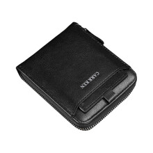 Mens Leather Zipper Wallet RFID Secure Large Capacity Double Fold Multi-card Coin Purse