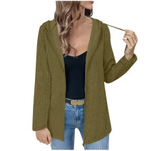 Damen-Kapuzenpullover mit Reißverschluss, einfarbige Strickpullover mit Kapuze, warme, lässige Oberteile mit lockerer Passform für Herbst und