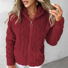 Sherpa fleece-fôret hettejakke for kvinner vintervarm