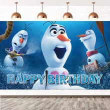 Toile de fond d'anniversaire Olaf (dessin animé) 90 x 75 cm
