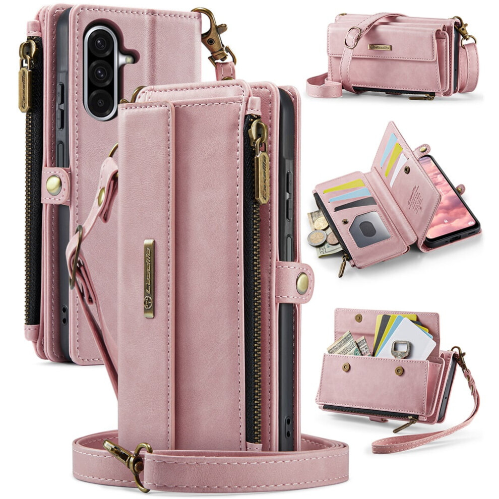 Caseme Wallet Case For Samsung Galaxy A17 Â Rfid Blocking Pu Leather Flip Cover With Kickstand, Wrist Strap & Card Slots, Pink 9482828635052