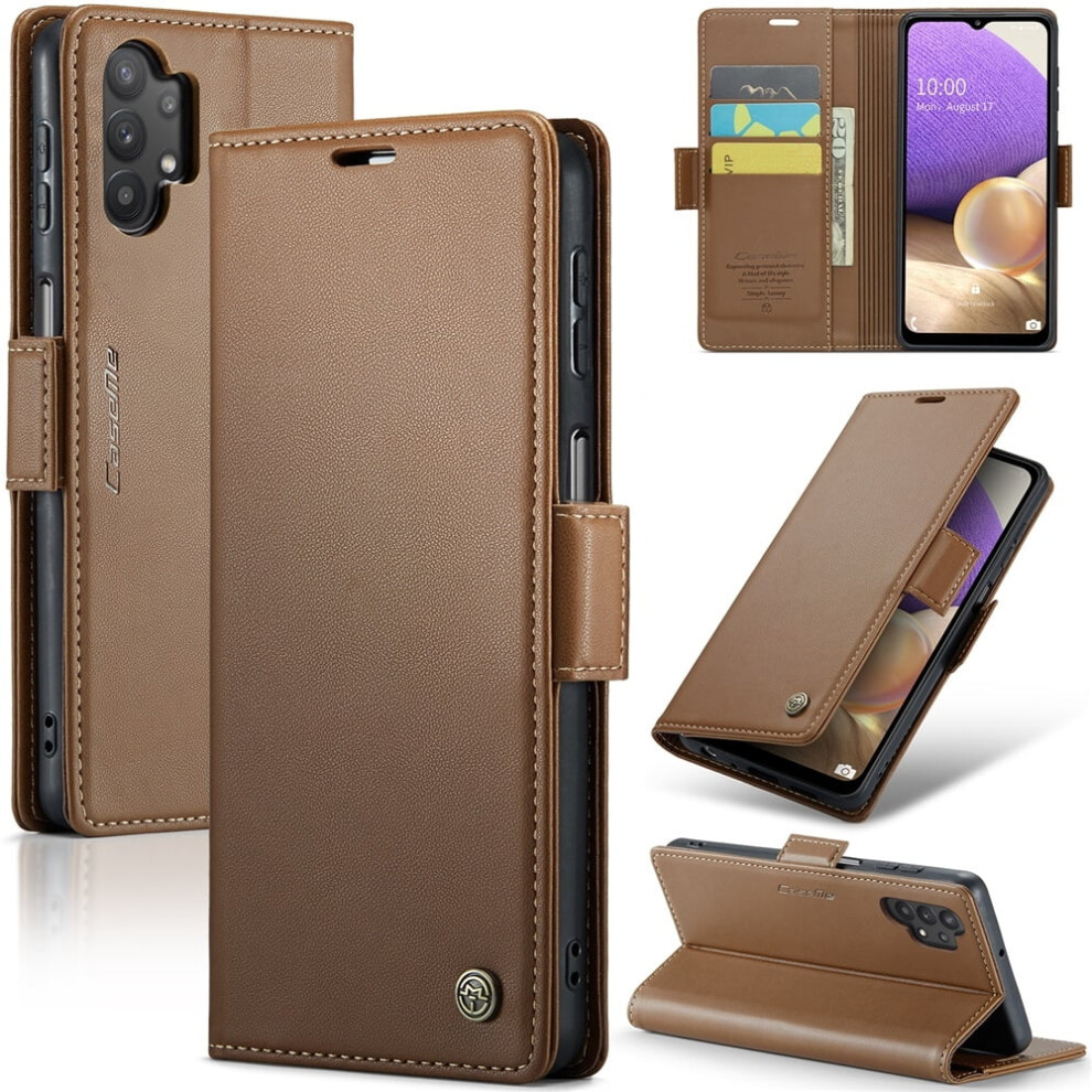 Caseme Leather Wallet Case For Compatible With Samsung Galaxy A32 5G – Rfid Blocking, Magnetic Clasp, Kickstand, Card Holder 9482828635502