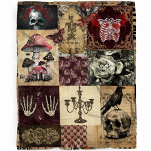 Couverture polaire gothique à motif de crâne et de rose – 152 x 127 cm, compatible avec Ulta, idéale pour le lit, les pique-niques et le canapé.