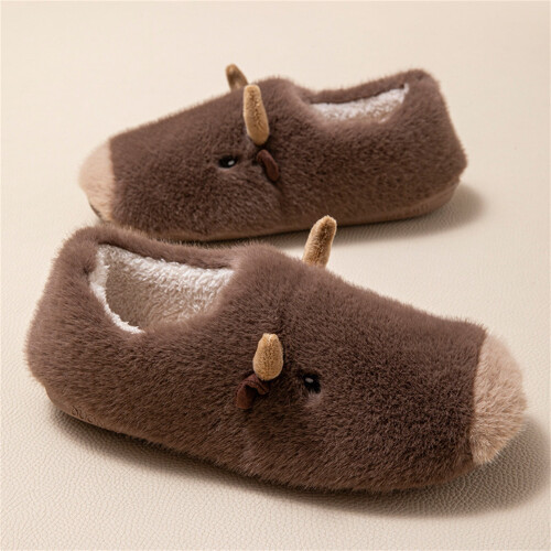 Pantofole da donna Willtoo con simpatica mucca, calde da interno, con suola morbida in cotone
