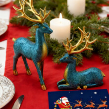 Ensemble de 8 décorations de table de Noël représentant des cerfs dorés