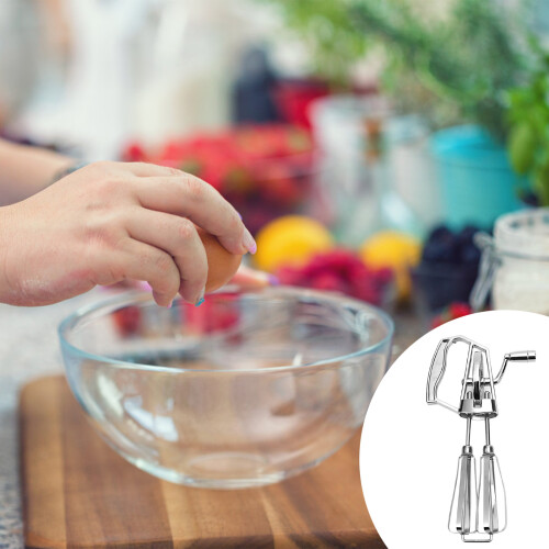 (S) Stainless Steel Hand Crank Egg Beater - 50 Char 1