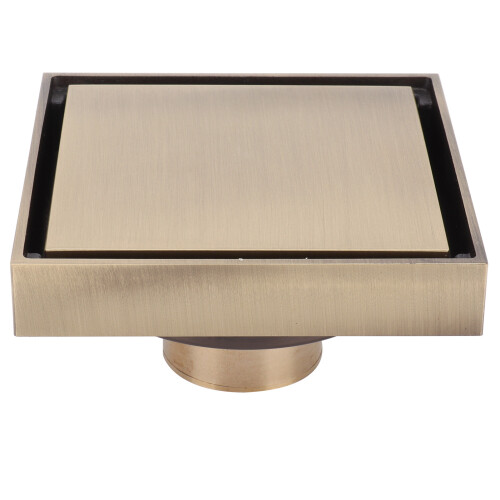 Square Tile Insert Drain In Antique Copper For Various Spaces, Removable Cover Offering Easy Accessibility To Internal Components