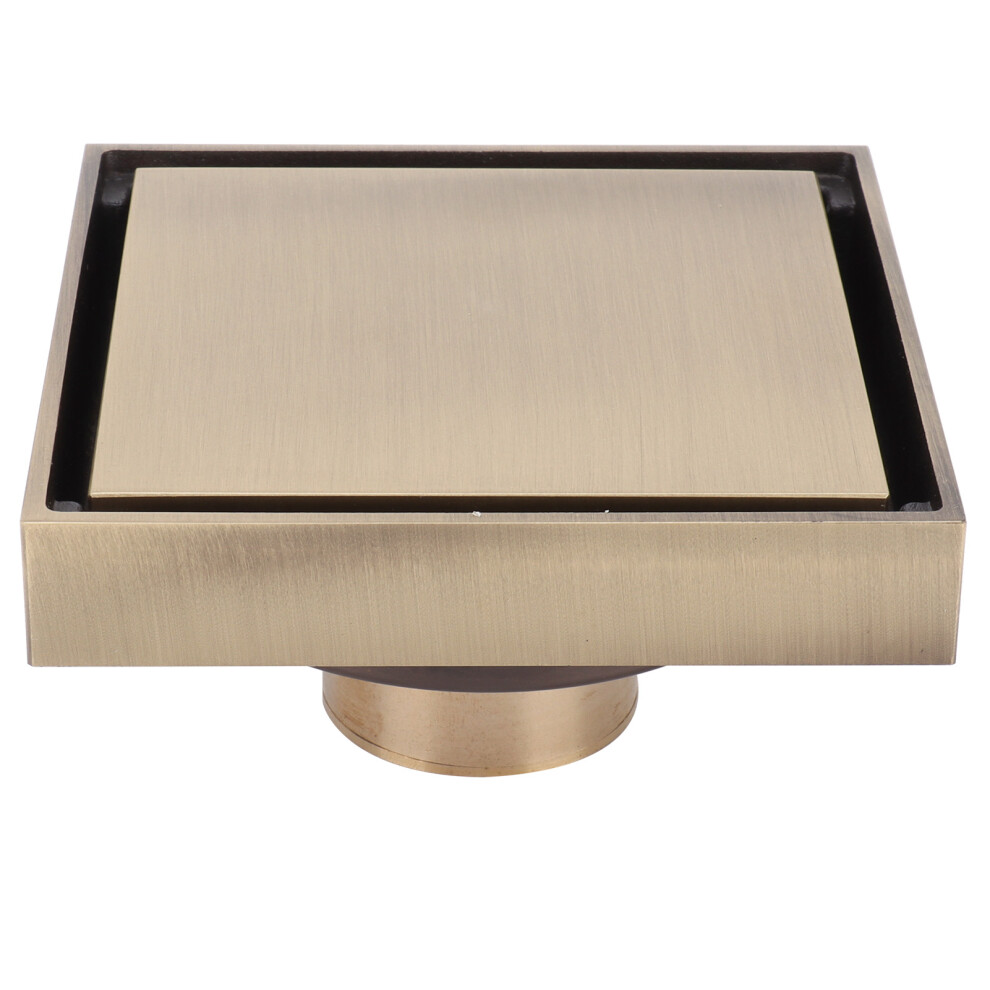 Square Tile Insert Drain In Antique Copper For Various Spaces, Removable Cover Offering Easy Accessibility To Internal Components 9425574321688
