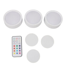 Lumini Puck reglabile cu telecomandă, interconectabile, alimentate cu baterii, pentru montare pe suprafață, iluminat sub dulap, lumini wireless