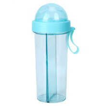 Gobelet élégant à double compartiment, bouteille 2 en 1 étanche pour les aventures en plein air, gobelet portable avec deux pailles, idéal pour