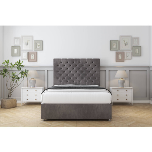 Sloomy Mayfair Slate Naples Divan Bed Base 2 Drawers Same Side With 26" Strutted Headboard 4' Small Double 1