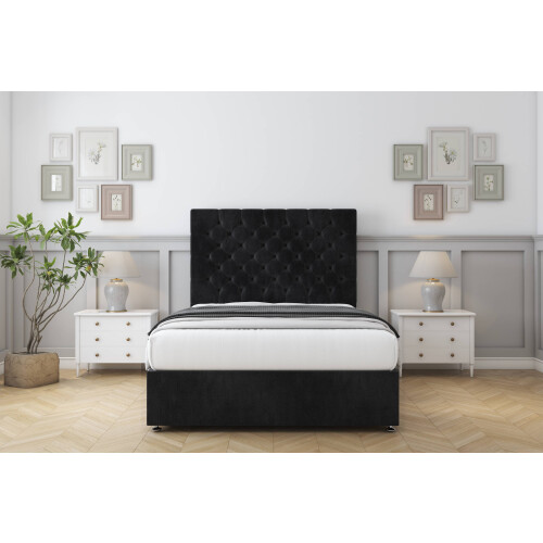 Sloomy Mayfair Black Naples Divan Bed Base 2 Drawers Same Side With 26" Strutted Headboard 3' Single 1