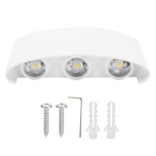 Lampă de coridor elegantă, lampă de perete LED modernă cu 6 LED-uri și 6 W pentru interior și exterior, lumină albă în design impermeabil