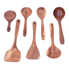 Utensílios de cozinha em madeira natural, colheres antiaderentes, colheres de madeira ecológicas, espátulas de madeira resistentes ao calor,
