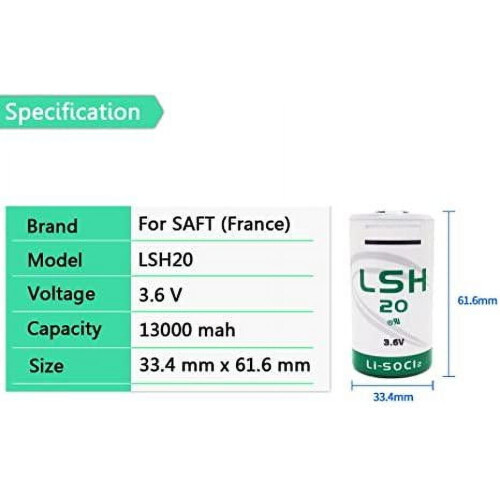 Αντικατάσταση μπαταρίας LSH20LSH20 3.6V13Ah για μπαταρία λιθίου SaFT LSH20 2