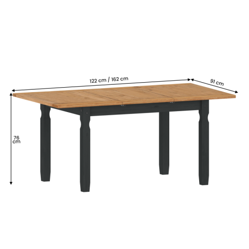 Mercers Furniture Corona Charcoal Small Extending Dining Table Dark Grey Solid Wood Pine 2